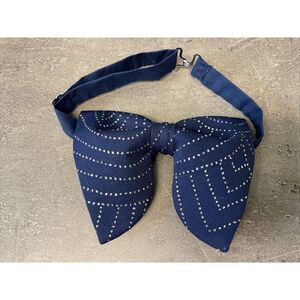 Handmade Oversized Bow tie Vintage style‎ 70`s Navy/Silver Glitter Wedding Gift